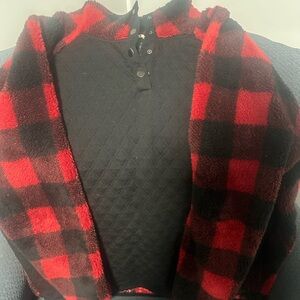 Maurices Red and Black Plaid Hoodie
